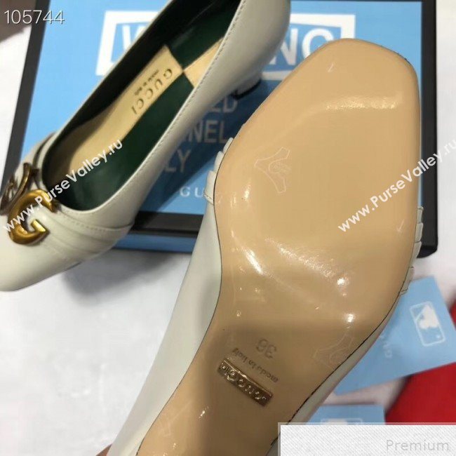 Gucci Leather Mid-heel Pump with Half Moon GG 565600 White 2019 (ANDI-9042859)