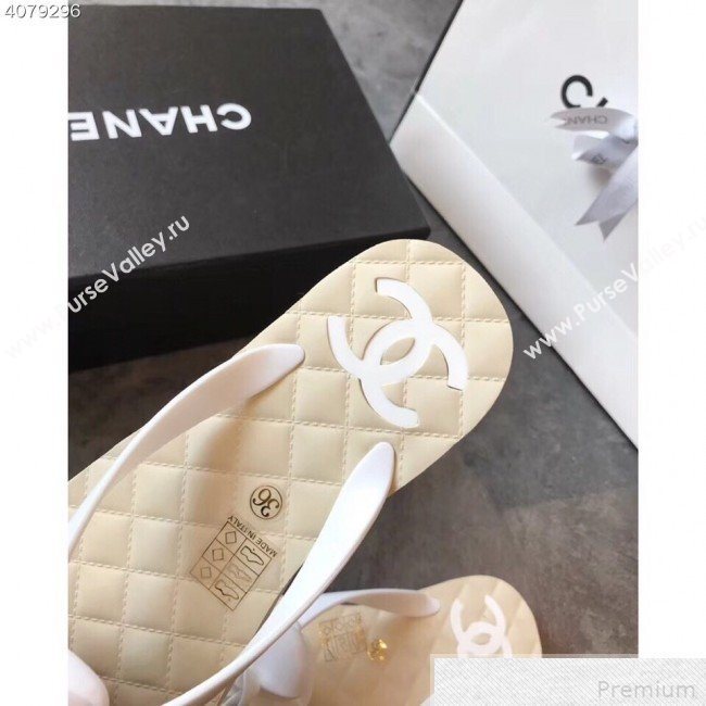 Chanel Camellia Flat Slide Sandals White 2019 (EM-9042808)