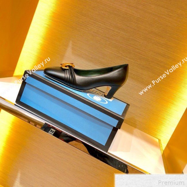 Gucci Leather Mid-heel Pump with Half Moon GG 565600 Black 2019 (SIYA-9042831)