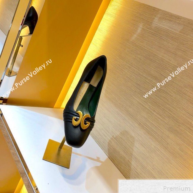 Gucci Leather Mid-heel Pump with Half Moon GG 565600 Black 2019 (SIYA-9042831)