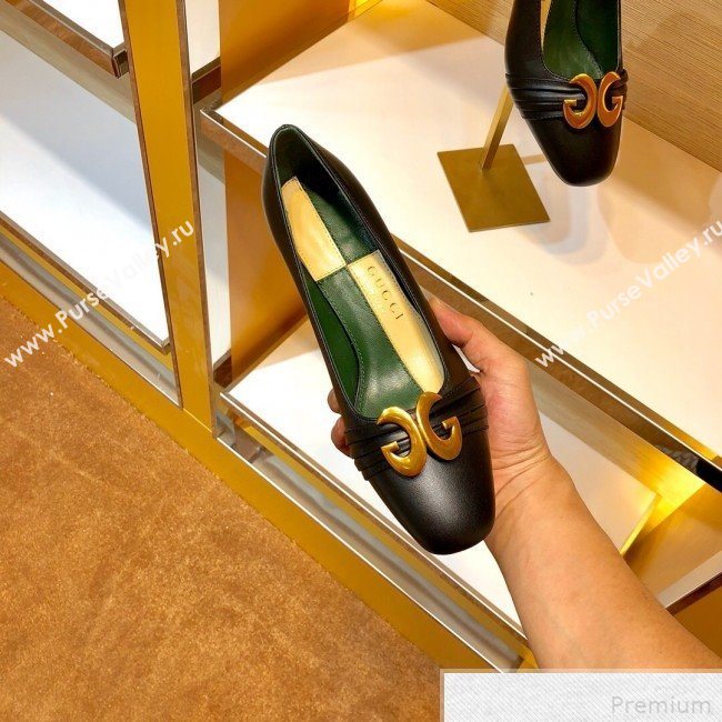 Gucci Leather Mid-heel Pump with Half Moon GG 565600 Black 2019 (SIYA-9042831)