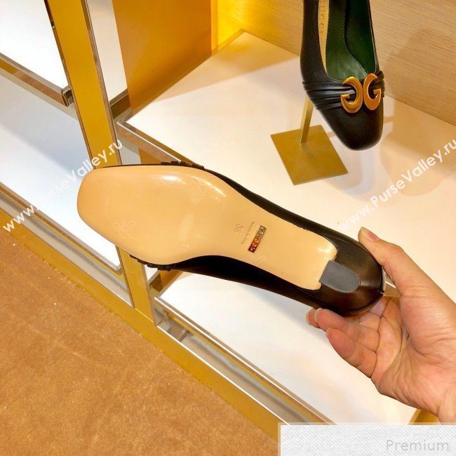 Gucci Leather Mid-heel Pump with Half Moon GG 565600 Black 2019 (SIYA-9042831)