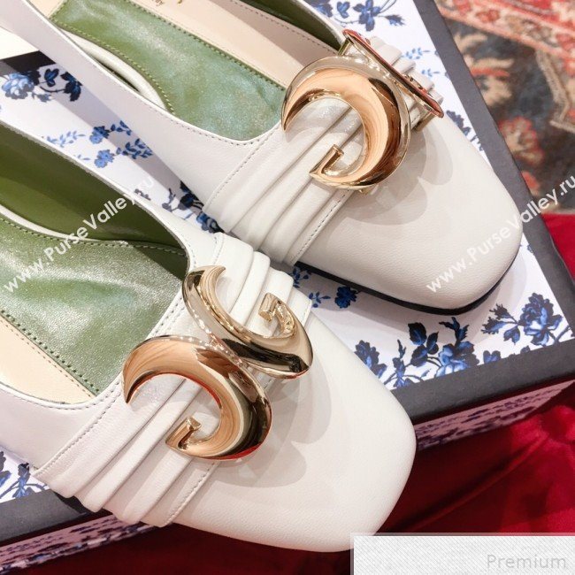Gucci Leather Ballet Flat with Half Moon GG 572816 White 2019 (KL-9042843)