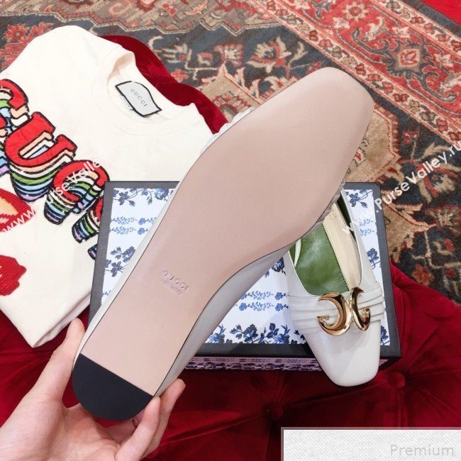 Gucci Leather Ballet Flat with Half Moon GG 572816 White 2019 (KL-9042843)