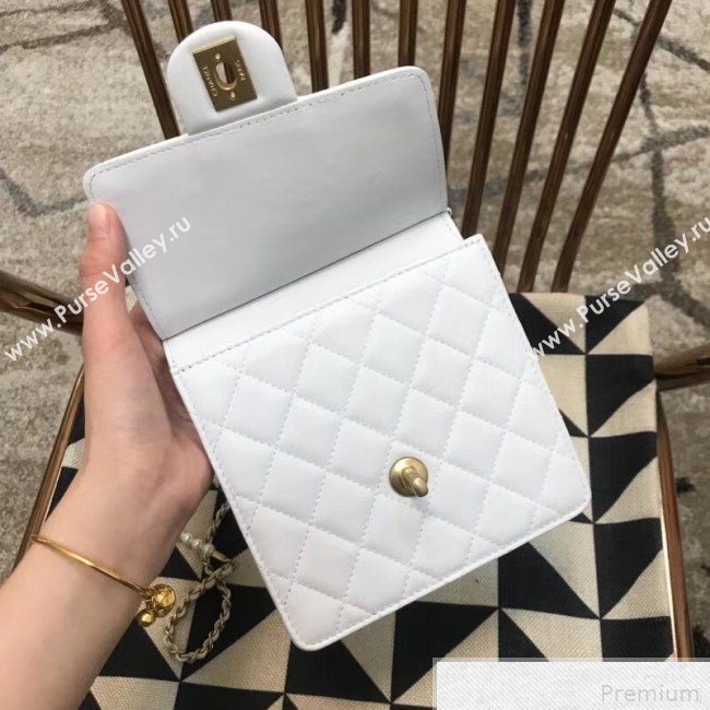 Chanel Pearl Flap Bag AS0580 White 2019 (JDH-9041810)