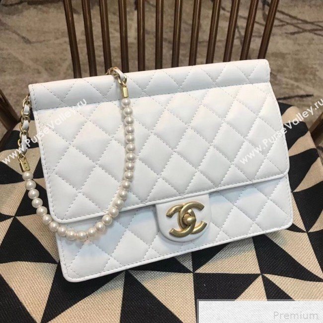 Chanel Pearl Flap Bag AS0582 White 2019 (JDH-9041813)