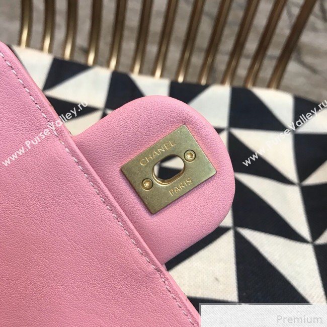 Chanel Lambskin Pearl Flap Clutch with Chain AP0367 Pink 2019 (JDH-9041817)