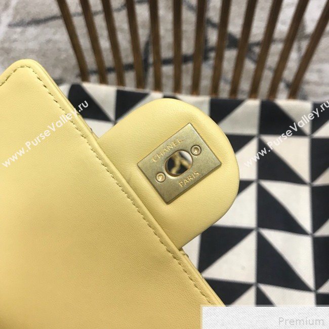 Chanel Lambskin Pearl Flap Clutch with Chain AP0367 Yellow 2019 (JDH-9041818)