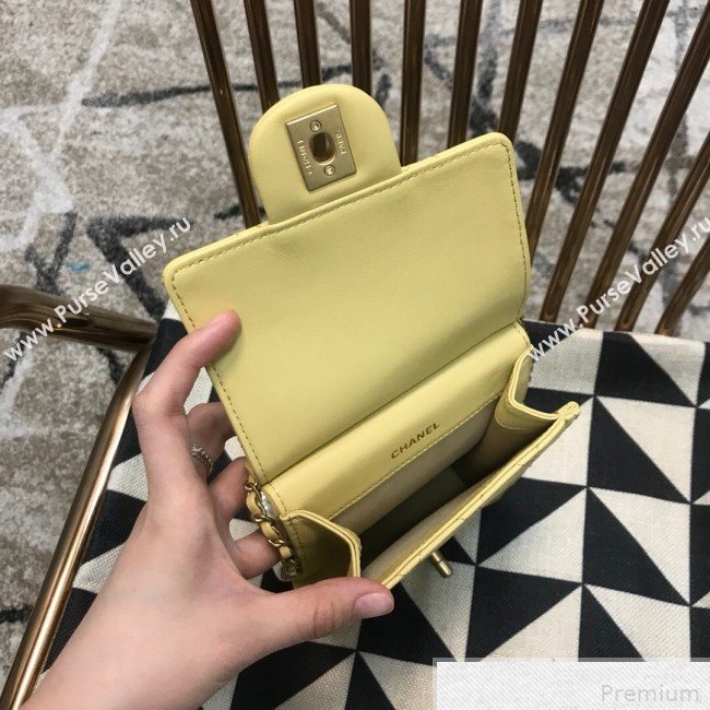 Chanel Lambskin Pearl Flap Clutch with Chain AP0367 Yellow 2019 (JDH-9041818)