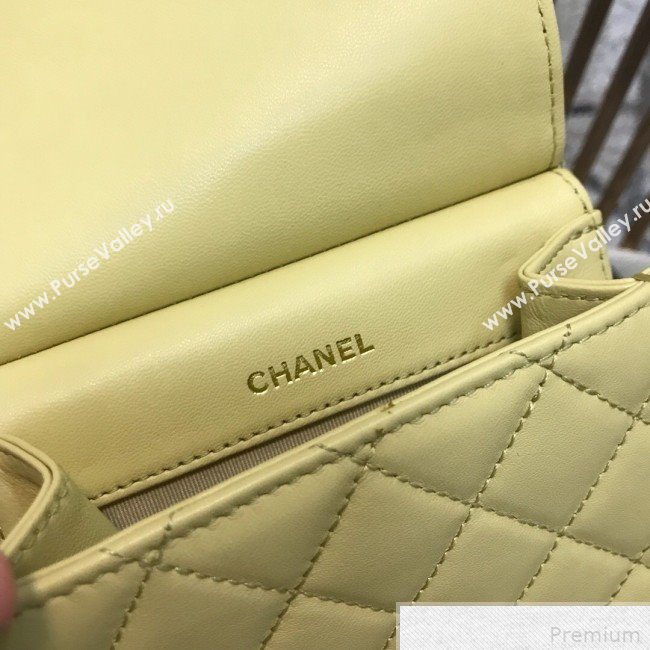 Chanel Lambskin Pearl Flap Clutch with Chain AP0367 Yellow 2019 (JDH-9041818)