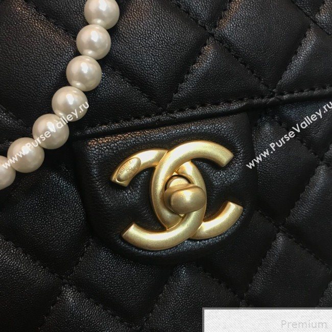 Chanel Lambskin Pearl Flap Clutch with Chain AP0367 Black 2019 (JDH-9041815)