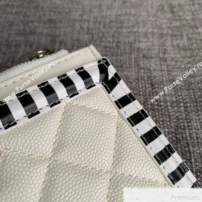 Chanel Calfskin Stripes Trim Wallet A80069 White (SSZ-9041819)