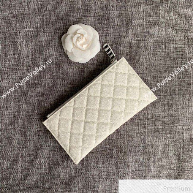 Chanel Calfskin Stripes Trim Wallet A80069 White (SSZ-9041819)