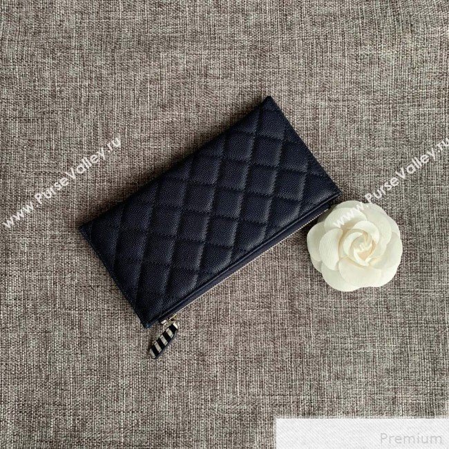 Chanel Calfskin Stripes Trim Wallet A80069 Blue (SSZ-9041821)