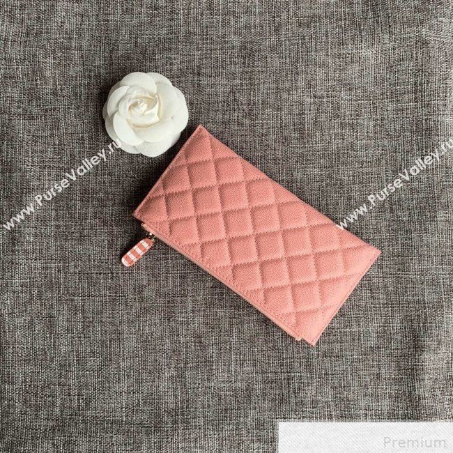 Chanel Calfskin Stripes Trim Wallet A80069 Pink (SSZ-9041822)