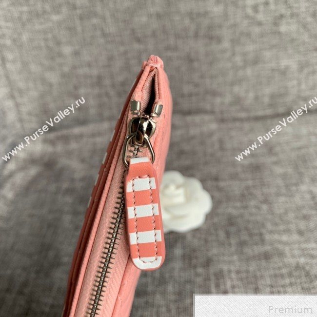 Chanel Calfskin Stripes Trim Wallet A80069 Pink (SSZ-9041822)