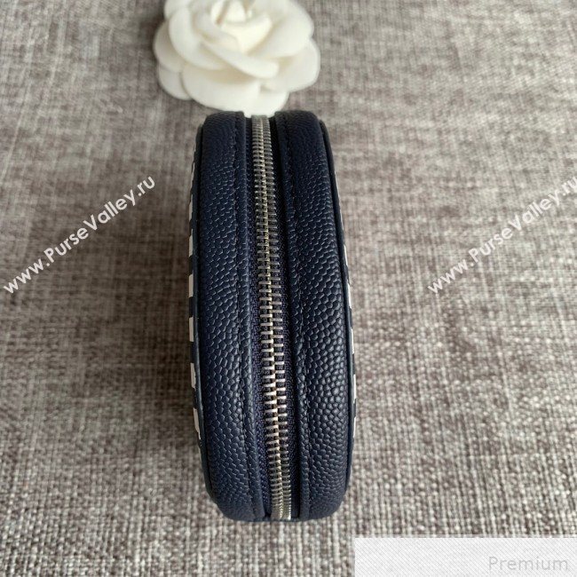 Chanel Calfskin Stripes Trim Classic Zipped Coin Purse Blue (SSZ-9041824)