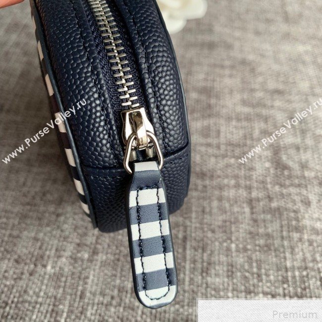 Chanel Calfskin Stripes Trim Classic Zipped Coin Purse Blue (SSZ-9041824)