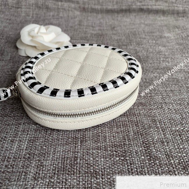 Chanel Calfskin Stripes Trim Classic Zipped Coin Purse White (SSZ-9041825)