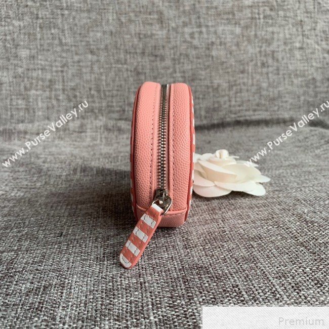 Chanel Calfskin Stripes Trim Classic Zipped Coin Purse Pink (SSZ-9041826)