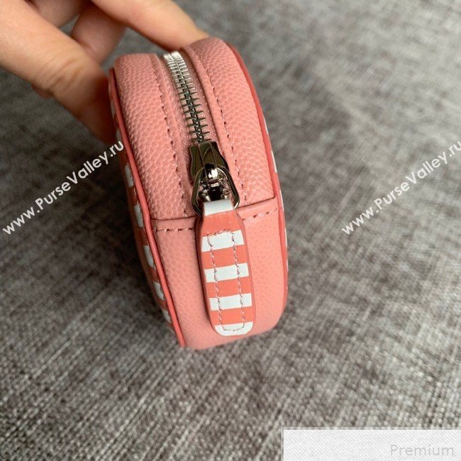 Chanel Calfskin Stripes Trim Classic Zipped Coin Purse Pink (SSZ-9041826)