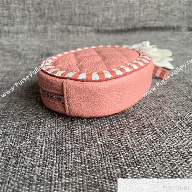 Chanel Calfskin Stripes Trim Classic Zipped Coin Purse Pink (SSZ-9041826)