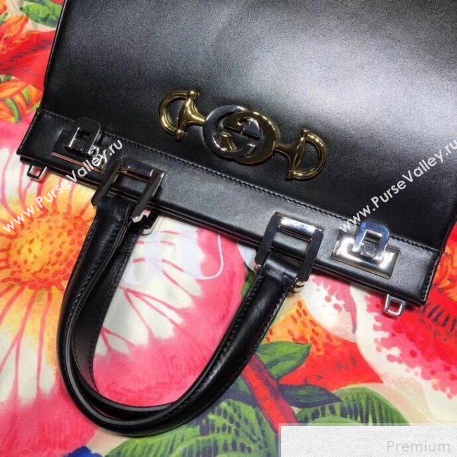 Gucci Zumi Grainy Leather Small Top Handle Bag ‎569712 Black 2019 (DLH-9041836)