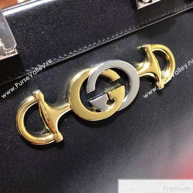 Gucci Zumi Grainy Leather Small Top Handle Bag ‎569712 Black 2019 (DLH-9041836)