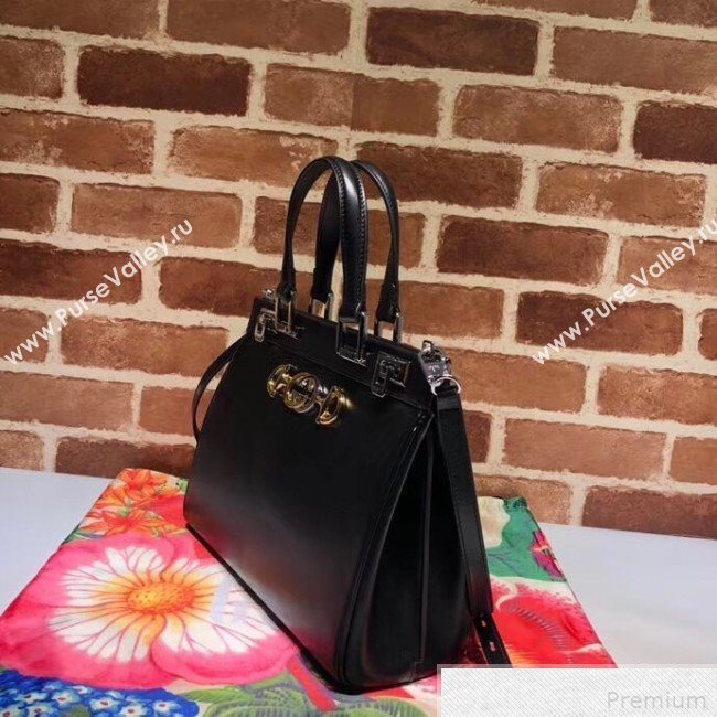 Gucci Zumi Grainy Leather Small Top Handle Bag ‎569712 Black 2019 (DLH-9041836)
