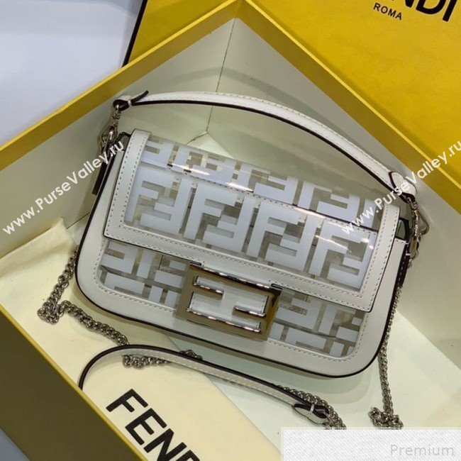 Fendi Mini Baguette Top Handle Bag White/Transparent 2019 (AFEI-9041853)