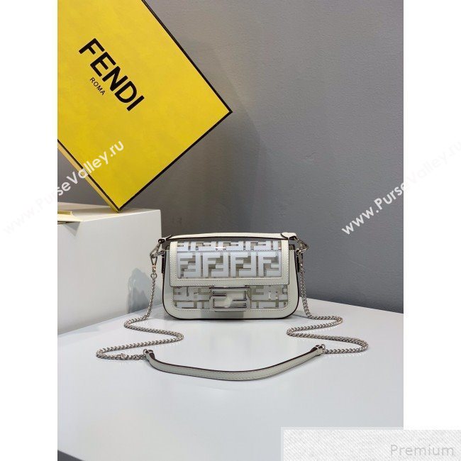 Fendi Mini Baguette Top Handle Bag White/Transparent 2019 (AFEI-9041853)