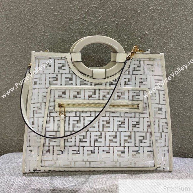 Fendi Medium Runaway Shopper Tote Bag White/Transparent 2019 (AFEI-9041859)