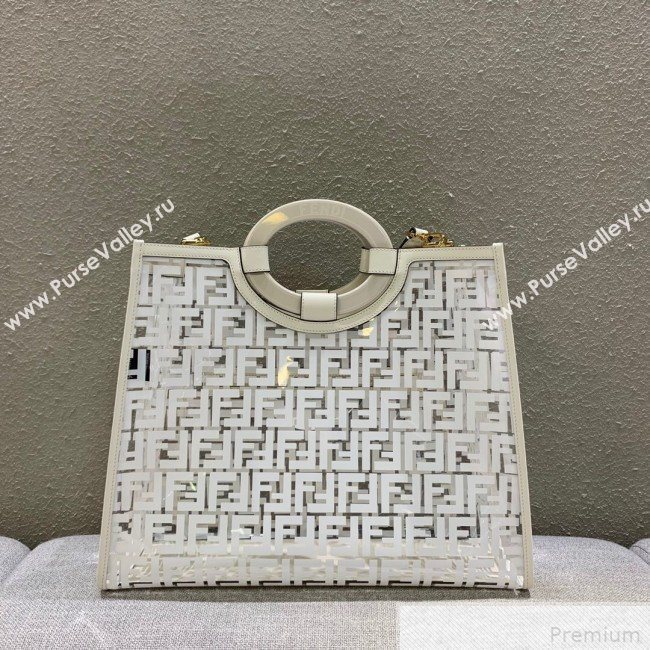 Fendi Medium Runaway Shopper Tote Bag White/Transparent 2019 (AFEI-9041859)