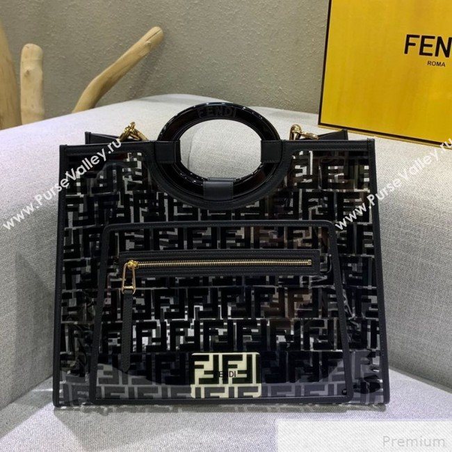 Fendi Medium Runaway Shopper Tote Bag Black/Transparent 2019 (AFEI-9041858)