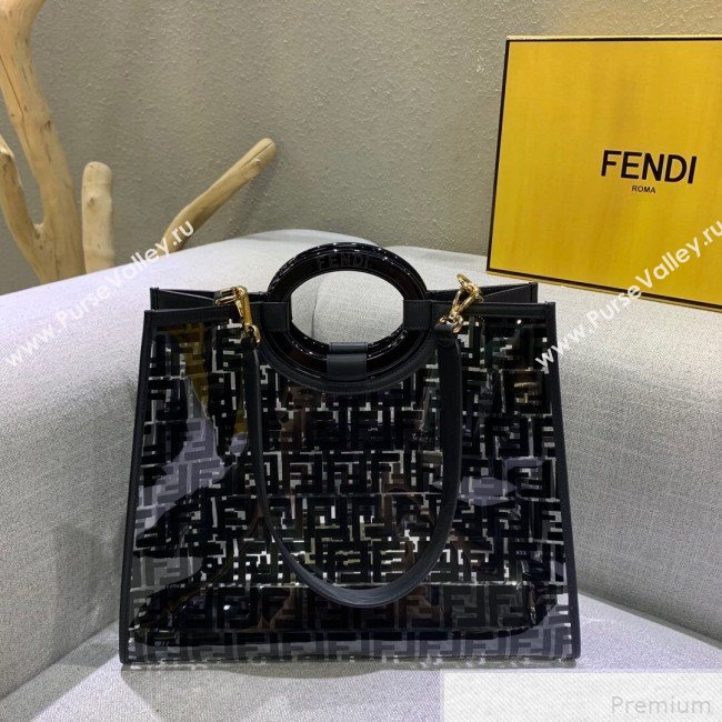 Fendi Medium Runaway Shopper Tote Bag Black/Transparent 2019 (AFEI-9041858)