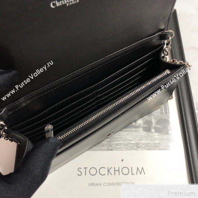 Dior Lady Dior Leather Clutch with Chain Black (BFS-9041901)