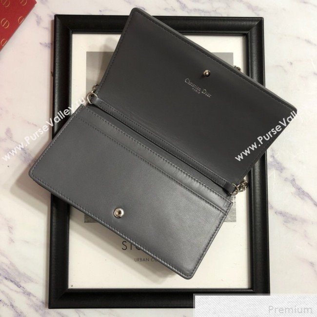 Dior Lady Dior Leather Clutch with Chain Grey (BFS-9041903)