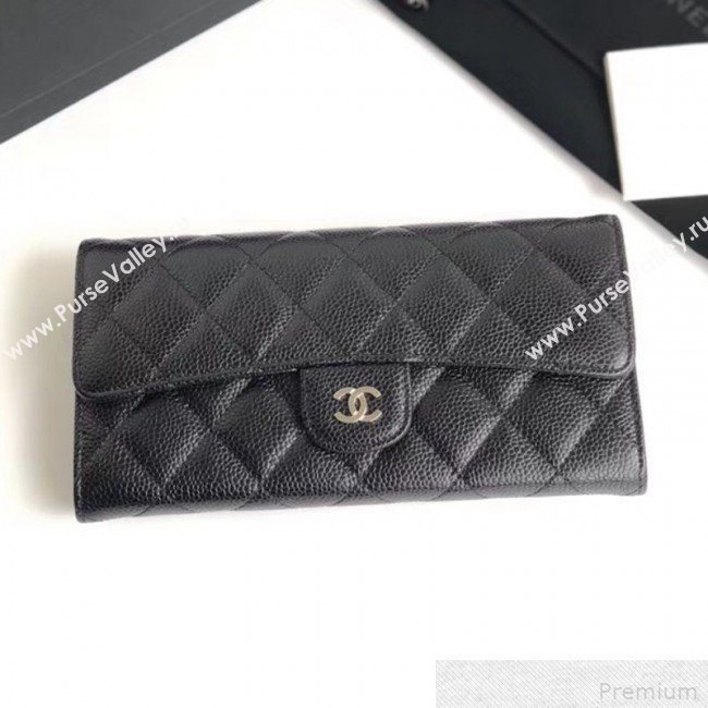 Chanel Classic Long Wallet in Grained Leather Black/Red (YD-9042618)