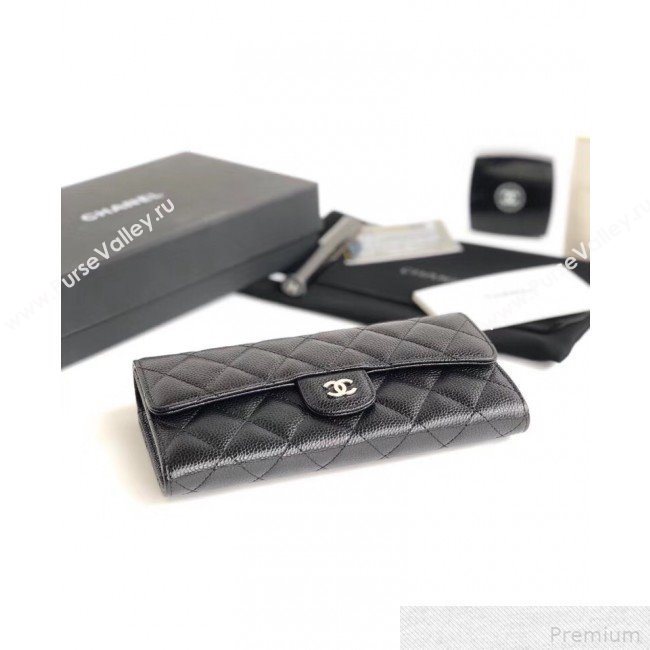 Chanel Classic Long Wallet in Grained Leather Black/Red (YD-9042618)