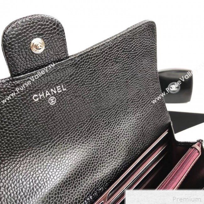 Chanel Classic Long Wallet in Grained Leather Black/Red (YD-9042618)