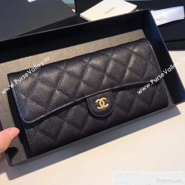 Chanel Classic Long Wallet in Grained Leather Navy Blue (YD-9042619)
