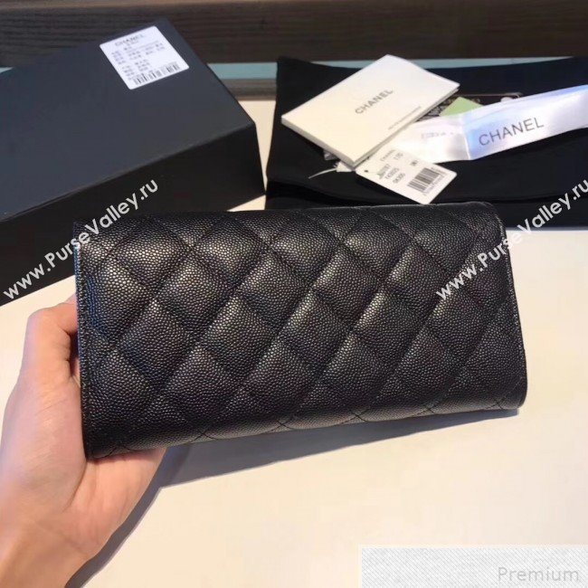 Chanel Classic Long Wallet in Grained Leather Navy Blue (YD-9042619)