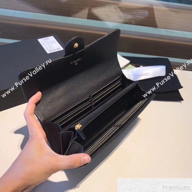 Chanel Classic Long Wallet in Grained Leather Navy Blue (YD-9042619)