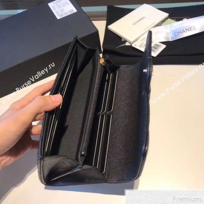 Chanel Classic Long Wallet in Grained Leather Navy Blue (YD-9042619)