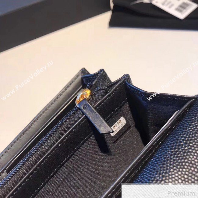 Chanel Classic Long Wallet in Grained Leather Navy Blue (YD-9042619)