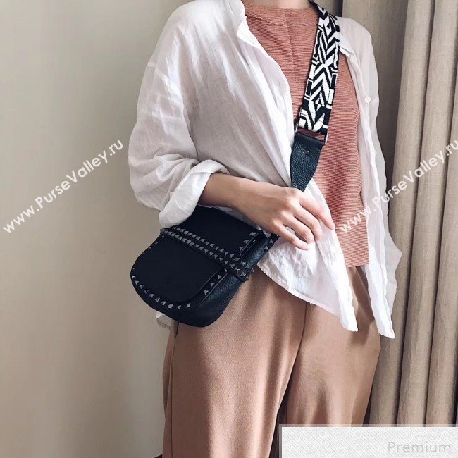 Valentino Rockstud Rolling Sandle Shoulder Bag Black/Silver Grey 2019 (JJ3-9041914)