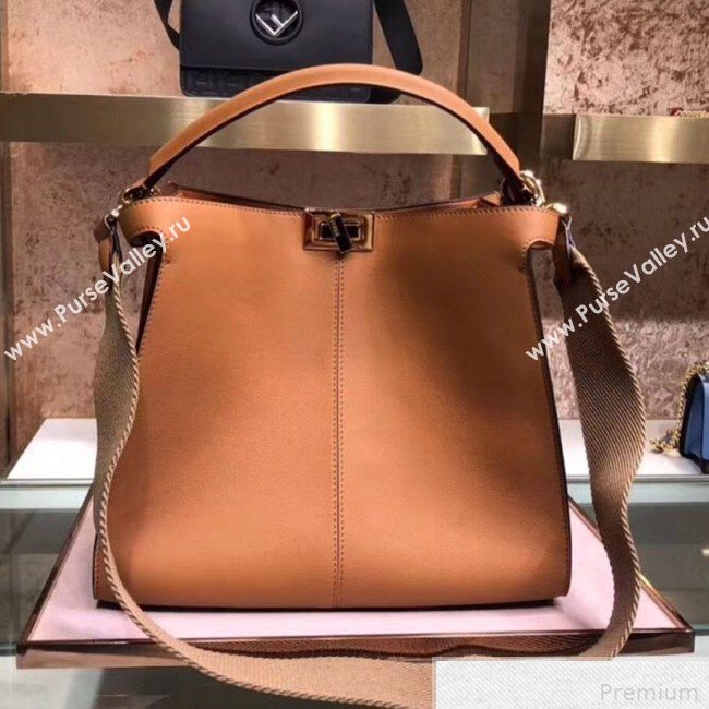 Fendi Leather Medium Peekaboo X-Lite Regular Bag Brown 2019 (SUSU-9041939)