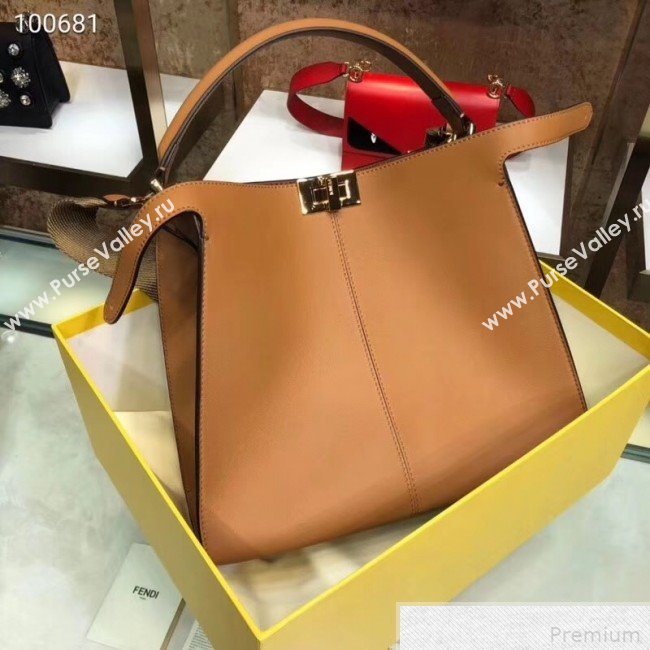 Fendi Leather Medium Peekaboo X-Lite Regular Bag Brown 2019 (SUSU-9041939)