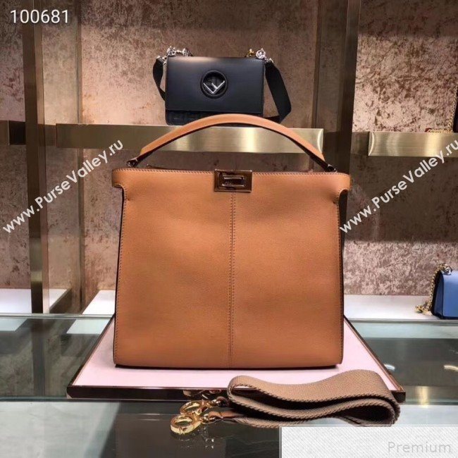 Fendi Leather Medium Peekaboo X-Lite Regular Bag Brown 2019 (SUSU-9041939)