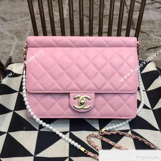 Chanel Pearl Flap Bag AS0582 Pink 2019 (JDH-9041814)